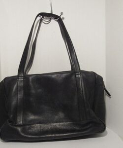 Vintage Daviny Mens Black Leather Tote Bag w/Straps, Zipper, Made in Columbia